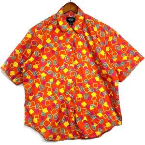 Vintage Dockers‎ Large Funky Groovy Hipster Abstract Short Sleeve Top Shirt Y2K